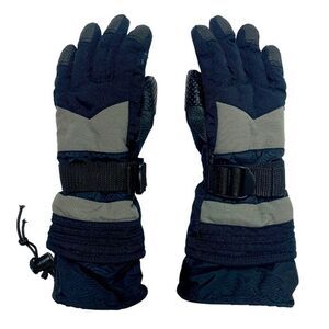 Kid’s Black Warm Winter Heavy Duty Lined Ski Snow Gloves Thinsulate